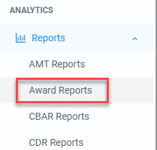 The image provides a preview of the Award Reports navigation under Reports in EDA.