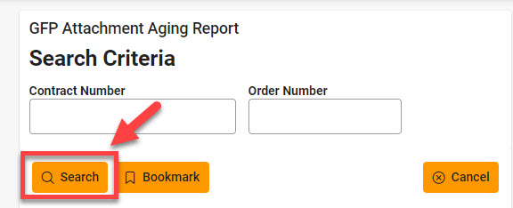 The image provides a preview of the GFP Attachment Aging Report Results Search Page.