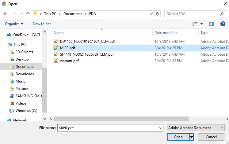 EDA Training - MIPR Upload | PIEE