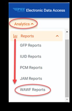 The image provides a preview of the WAWF Document Level Report Results Overview.