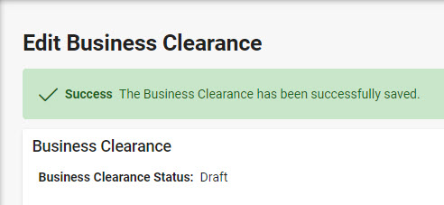 The image provides a preview of the Create Business Clearance Record Results Overview.