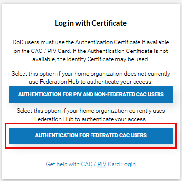 The image provides a preview of the new login button for federated CAC users.