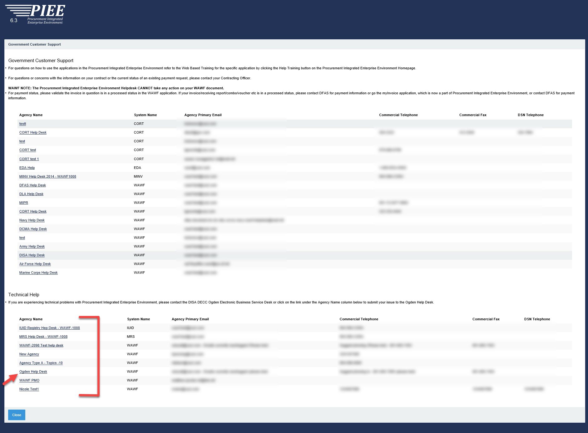 The image provides a preview of the Customer Support Agency list page.