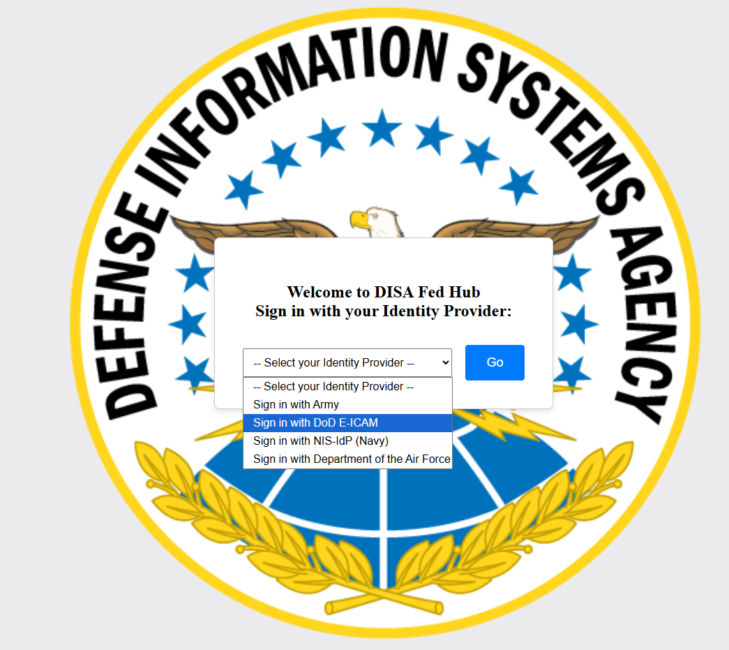 The image provides a preview of DISA Federation Hub page.